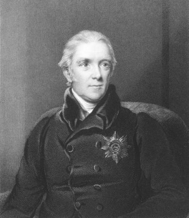 Henry Halford (1766-1844) on engraving from the 1800s. Physician of the royal family. Engraved by J.Cochran and published in London by Fisher, Son & Co.のeditorial素材