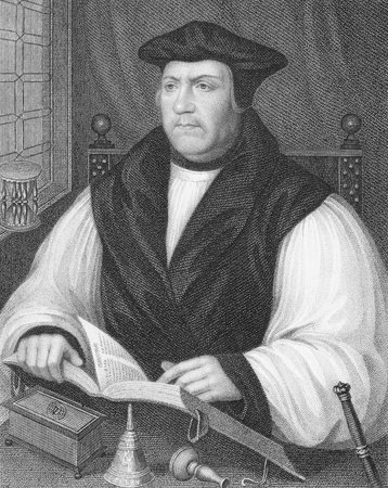 Matthew Parker (1504-1575) on engraving from the 1800s. Archbishop of Canterbury during 1559-1575. Engraved by W.Holl and published by the London Printing and Publishing Company.のeditorial素材