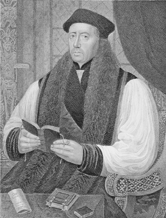 Thomas Cranmer (1489-1556) on engraving from the 1800s. Leader of the English Reformation and Archbishop of Canterbury. Engraved by J.Cochran and published by the London Printing and Publishing Company.のeditorial素材