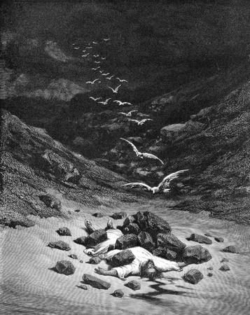 Achan stoned to death on engraving from 1875. Designed and drawn by G.Dore and engraved H.Pisan.のeditorial素材