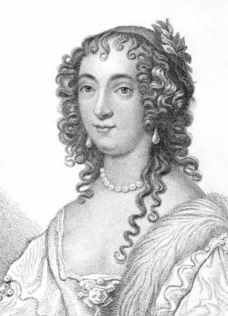 Anne Villiers (1610-1654) on engraving from the 1800s. English noblewoman and Countess of Morton. Engraved by Rivers.のeditorial素材