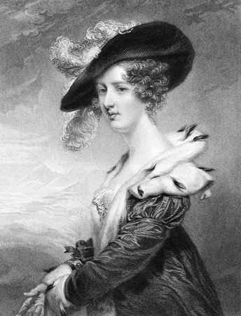 Georgiana Dowager, Lady Dover on engraving from 1840. Engraved by H.Robinson after a painting by...