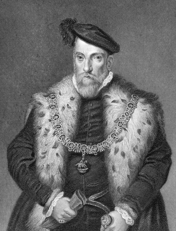 Henry FitzAlan, 19th Earl of Arundel (1511-1580) on engraving from 1840. English nobleman. Engraved by H.Robinson after a painting by Holbein and published by J.Tallis & Co, London & New York.のeditorial素材