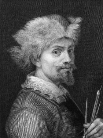 Lodovico Cardi aka Cigoli (1559-1613) on copper engraving from 1841. Italian painter and architect of the late Mannerist and early Baroque period. Engraved by L.Livalli from a drawing by G.Tubino after a self portrait by Cigoli.のeditorial素材