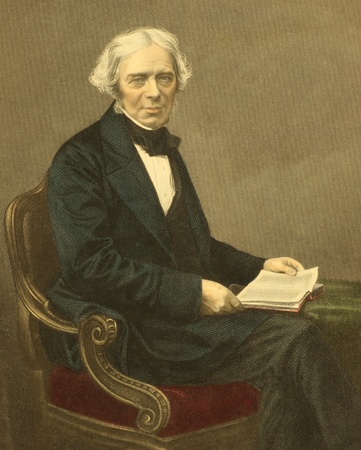 Michael Faraday (1791-1867) on engraving from the 1800s. English chemist and physicist who contributed to the fields of electromagnetism and electrochemistry. Engraved by D.J.Pound from a picture by Mayall.のeditorial素材