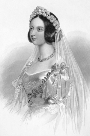 Queen Victoria (1819-1901) on engraving from 1840. Queen of Great Britain during 1837-1901. Engraved by W.H.Mote after a drawning by W.Drummond and publised by J.F.Tallis, London & New York.のeditorial素材