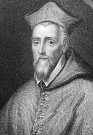 William Allen (1532-1594) on engraving from the 1800s. English Roman Catholic priest and cardinal. Engraved by  J.Jenkins and published by Fisher, Son & Co, London.のeditorial素材