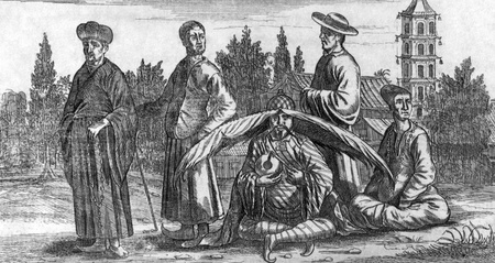 Chinese Priests and Monks on engraving from the 1800s. のeditorial素材