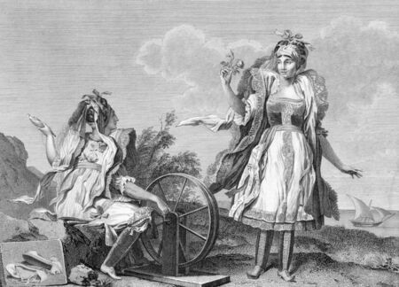 Dresses of women from the Greek island of Kythnos.のeditorial素材