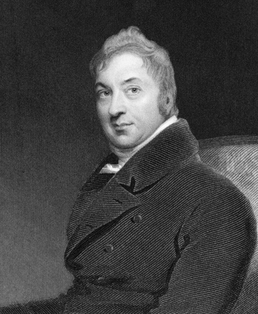 Edward Jenner (1749-1823) on engraving from 1844. The Father of Immunology. Pioneer of smallpox vaccine. Engraved by W.H.Mote after a painting by T.Lawrence  and published by Fisher, Son & Co London.のeditorial素材