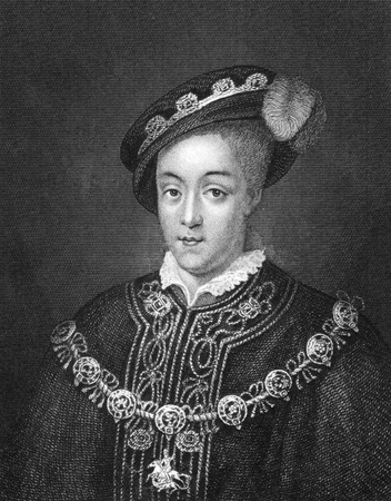 Edward VI of England (1537-1553) on engraving from 1830. King of England and Ireland during 1547-1553. Published in London by Thomas Kelly.のeditorial素材