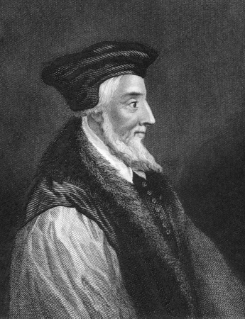 Hugh Latimer (1487-1555) on engraving from 1838. Fellow of Clare College, Cambridge, Bishop of Worcester and later Church of England chaplain to King Edward VI.  Engraved by J.Rogers after a painting by A.vander Werff and published by J.Tallis & Co.のeditorial素材