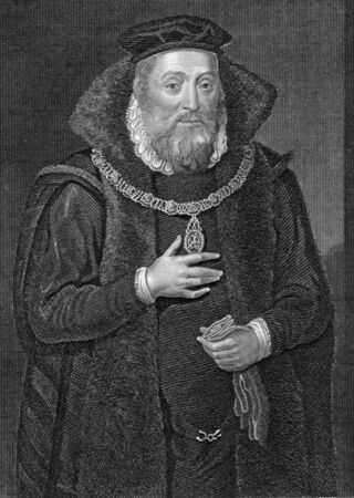 James Hamilton, Duke of Chatellerault and 2nd Earl of Arran (1516-1575) on engraving from 1838. Scottish nobleman. Engraved by W.H.More after a painting by Ketel and published by J.Tallis & Co.のeditorial素材