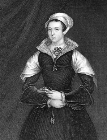 Lady Jane Grey (1536/1537-1554) on engraving from 1838. Also known as The Nine Days Queen, she was an English noblewoman who occupied the English throne during 10 July-19 July of 1553 and was executed for high treason. Engraved by H.T.Ryall and published のeditorial素材