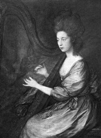 Louisa Clarges (1760-1809) on engraving from 1900.
Accomplished singer, harp player and patron of several outstanding musicians. Engraved after a painting by 	T.Gainsborough and published by Virtue & Co.
のeditorial素材