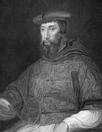 Reginald Pole (1500-1558) on engraving from 1838. English Cardinal of the Catholic Church and the last Archbishop of Canterbury. Engraved by H.T.Ryall after a painting by Titian and published by J.Tallis & Co.のeditorial素材