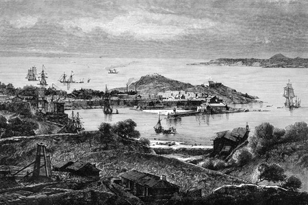 Saint Ives Yorkshire England on engraving from 1888.のeditorial素材