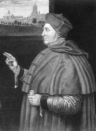 Thomas Wolsey (1473-1530) on engraving from 1838. English political figure and cardinal of the Roman Catholic Church. Engraved by W.H.More after a painting by Holbein and published by J.Tallis & Co.のeditorial素材
