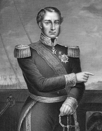 Ferdinand-Alphonse Hamelin (1796-1864) on engraving from 1800s. French admiral. Drawn and engraved by D.J.Pound and published by the London Printing and Publishing Company.のeditorial素材