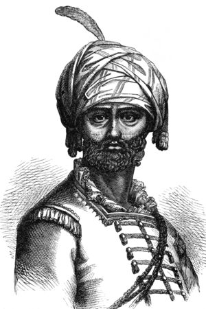 Hyder Ali (1720-1782) on engraving from 1800s. Ruler of the Kingdom of Mysore in southern India.のeditorial素材