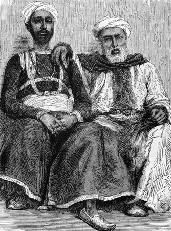 Natives from Hyderabad on engraving from 1800s.のeditorial素材