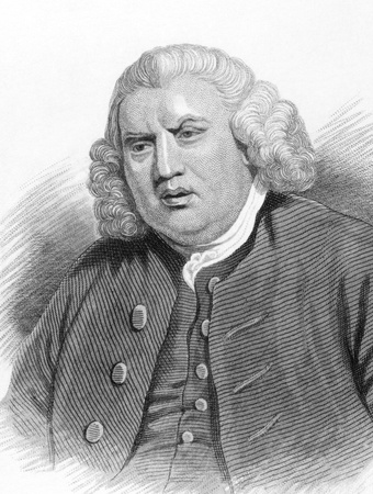 Samuel Johnson (1709-1784) on engraving from 1800s. English author who made lasting contributions to English literature as a poet, essayist, moralist, literary critic, biographer, editor and lexicographer. Engraved for Townsend Alphabetical Chronology.のeditorial素材