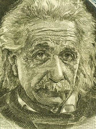 Albert Einstein (1879-1955) on 5 Pounds 1968 Banknote from Israel. German born theoretical physicist regarded as the father of modern physics.のeditorial素材
