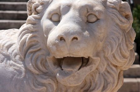 Medieval lion statue in the medieval town of Rhodes.の写真素材