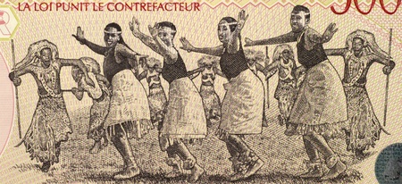 Dancers on 5000 Francs 1998 Banknote from Rwanda.の写真素材