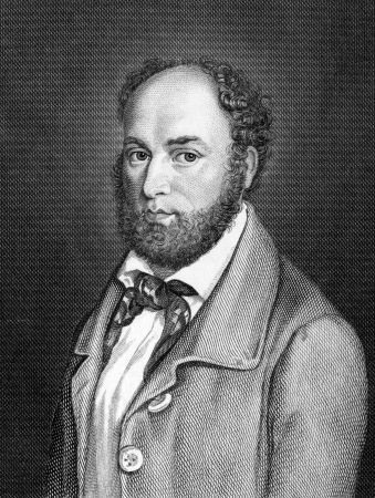 Alexander von Soiron (1806-1855) on engraving from 1859. German politician. Engraved by Kufner and published in Meyers Konversations-Lexikon, Germany,1859.のeditorial素材