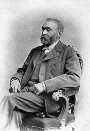Alfred Nobel (1833-1896) on antique print from 1899.  Swedish chemist, engineer, innovator and armaments manufacturer. After G.Flormann and published in the 19th century in portraits, Germany, 1899.のeditorial素材