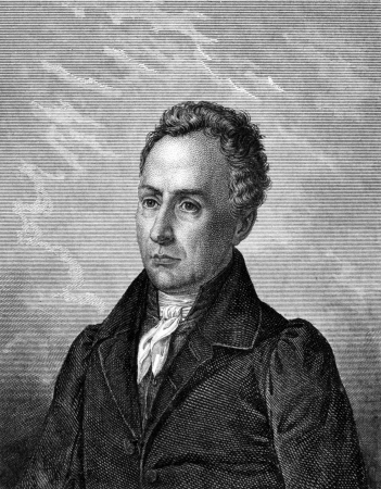 Bernhard von Lindenau (1779-1854) on engraving from 1859. German lawyer, astronomer, Minister and patron. Engraved by unknown artist and published in Meyers Konversations-Lexikon, Germany,1859.のeditorial素材