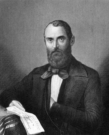 Carl Nauwerk (1810-1891) on engraving from 1859. German theologian, orientalist and member of the National Assembly in Frankfurt. Engraved by C.Muller and published in Meyers Konversations-Lexikon, Germany,1859.のeditorial素材