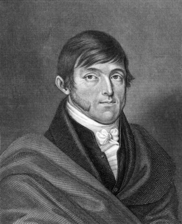 Georg Friedrich Konig (1781-1848) on engraving from 1859. German lawyer. Engraved by Barth and published in Meyers Konversations-Lexikon, Germany,1859.のeditorial素材