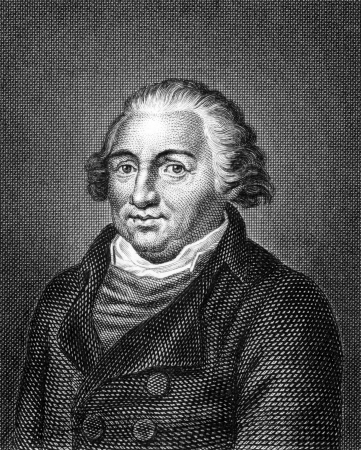 Johann Jacob Engel (1741-1802) on engraving from 1859. German writer and philosopher. Engraved by unknown artist and published in Meyers Konversations-Lexikon, Germany,1859.のeditorial素材