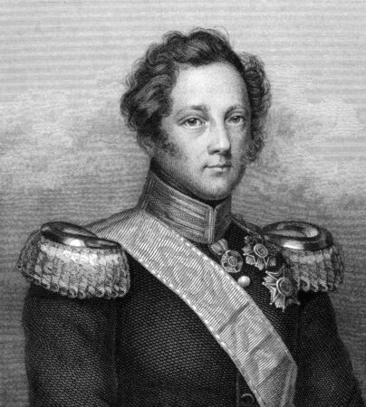 Leopold, Grand Duke of Baden (1790-1852) on engraving from 1859. Engraved by unknown artist and published in Meyers Konversations-Lexikon, Germany,1859.のeditorial素材