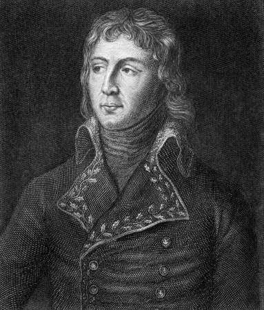 Louis Desaix (1768-1800) on engraving from 1859.  French general and military leader. Engraved by unknown artist and published in Meyers Konversations-Lexikon, Germany,1859.のeditorial素材