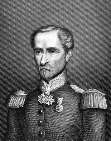 Louis Eugene Cavaignac (1802-1857) on engraving from 1859. French general. Engraved by Meinetzberger and published in Meyers Konversations-Lexikon, Germany,1859.のeditorial素材