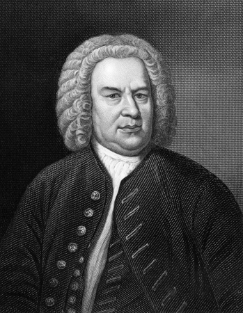 Johann Sebastian Bach  1685-1750  on engraving from 1857  German composer, organist, harpsichordist, violist and violinist  Engraved by C Cook and published in Imperial Dictionary of Universal Biography,Great Britain,1857 のeditorial素材