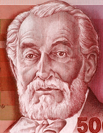 Edmond James de Rothschild (1845-1934) on 500 Sheqalim 1982 Banknote from Israel. French member of the Rothschild banking family and strong supporter of Zionism.の写真素材