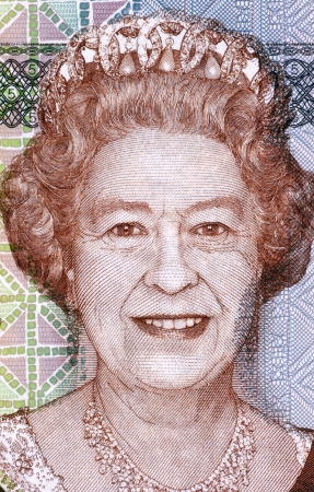 Elizabeth II (born 1926) on 5 Dollars 2011 Banknote from Fiji. Queen of the United Kingdom.の写真素材