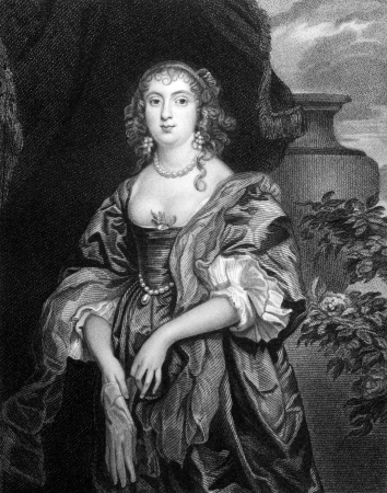 Anne Carr, Countess of Bedford (1615-1684) on engraving from 1831. Wealthy English noblewoman. Engraved by J.Thomson and published in ''Portraits of Illustrious Personages of Great Britain'',UK,1831.のeditorial素材