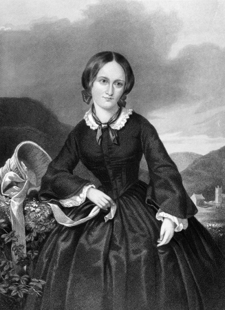 Charlotte Bronte (1816-1855) on engraving from 1885. English novelist and poet. Engraved by W.G. Jackman and published in "Queenly Women Crowned and Uncrowned'',USA,1885.のeditorial素材