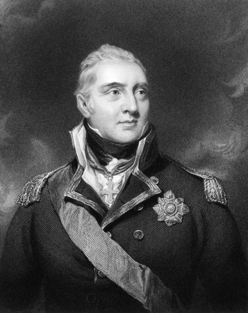 Edward Pellew, 1st Viscount Exmouth (1757-1833) on engraving from 1834.  British naval officer. Engraved by H.Robinson and published in ''Portraits of Illustrious Personages of Great Britain'',UK,1834.のeditorial素材