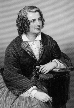 Eliza Cook (1818-1889) on engraving from 1874. English author, Chartist poet and writer. Engraved after J.Watkins and published in "The Masterpiece Library of Short Stories'',USA,1874.のeditorial素材