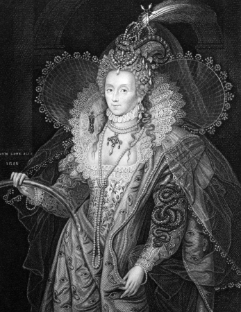 Elizabeth I of England (1533-1603) on engraving from 1829. Queen of England and Queen of Ireland during 1558-1603. Engraved by W.T.Fry and published in ''Portraits of Illustrious Personages of Great Britain'',UK,1829.
のeditorial素材