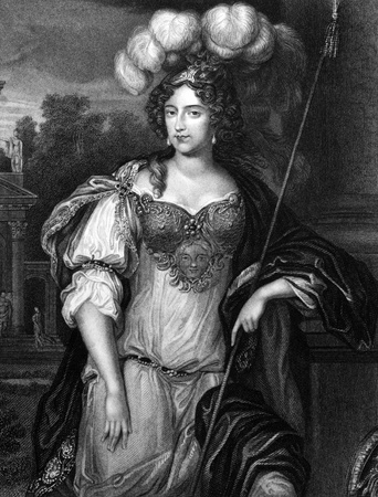 Frances Stewart, Duchess of Richmond (1647-1702) on engraving from 1830. Prominent member of the Court of the Restoration. Engraved by H.T.Ryall and published in ''Portraits of Illustrious Personages of Great Britain'',UK,1830.のeditorial素材