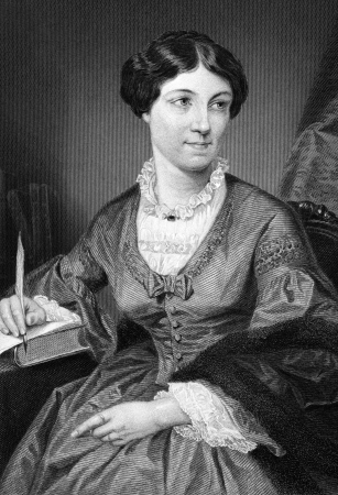 Harriet Martineau (1802-1876) on engraving from 1873. English social theorist and Whig writer. Engraved after a painting by A.Chappel and published in "The Masterpiece Library of Short Stories'',USA,1873.のeditorial素材