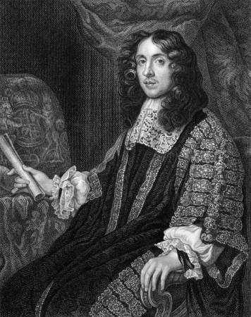 Heneage Finch, 1st Earl of Nottingham (1621-1682) on engraving from 1830. Engraved by S.Freeman and published in ''Portraits of Illustrious Personages of Great Britain'',UK,1830.のeditorial素材