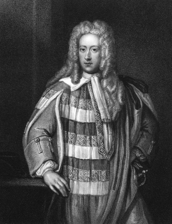 Henry St John,1st Viscount Bolingbroke (1678-1751) on engraving from 1830. English politician, government official and political philosopher. Engraved by W.T.Fry and published in ''Portraits of Illustrious Personages of Great Britain'',UK,1830.のeditorial素材